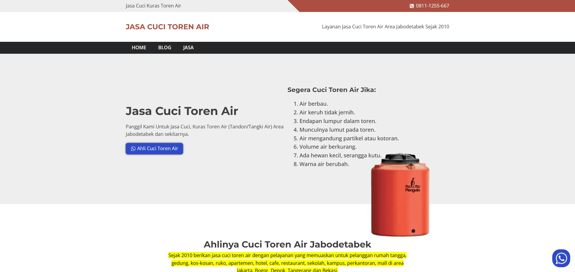 Jasa Cuci Toren Air