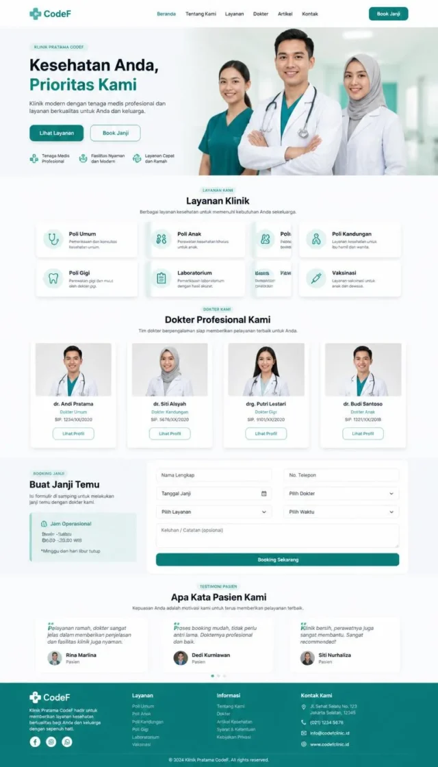 contoh desain website perusahaan klinik layout full page booking dan kartu dokter contoh desain website perusahaan klinik layout full page booking dan kartu dokter