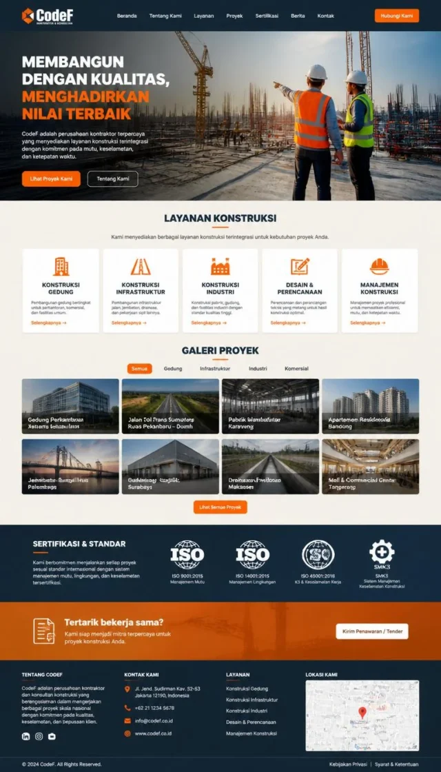contoh desain website perusahaan kontraktor layout full page hero proyek dan galeri contoh desain website perusahaan kontraktor layout full page hero proyek dan galeri