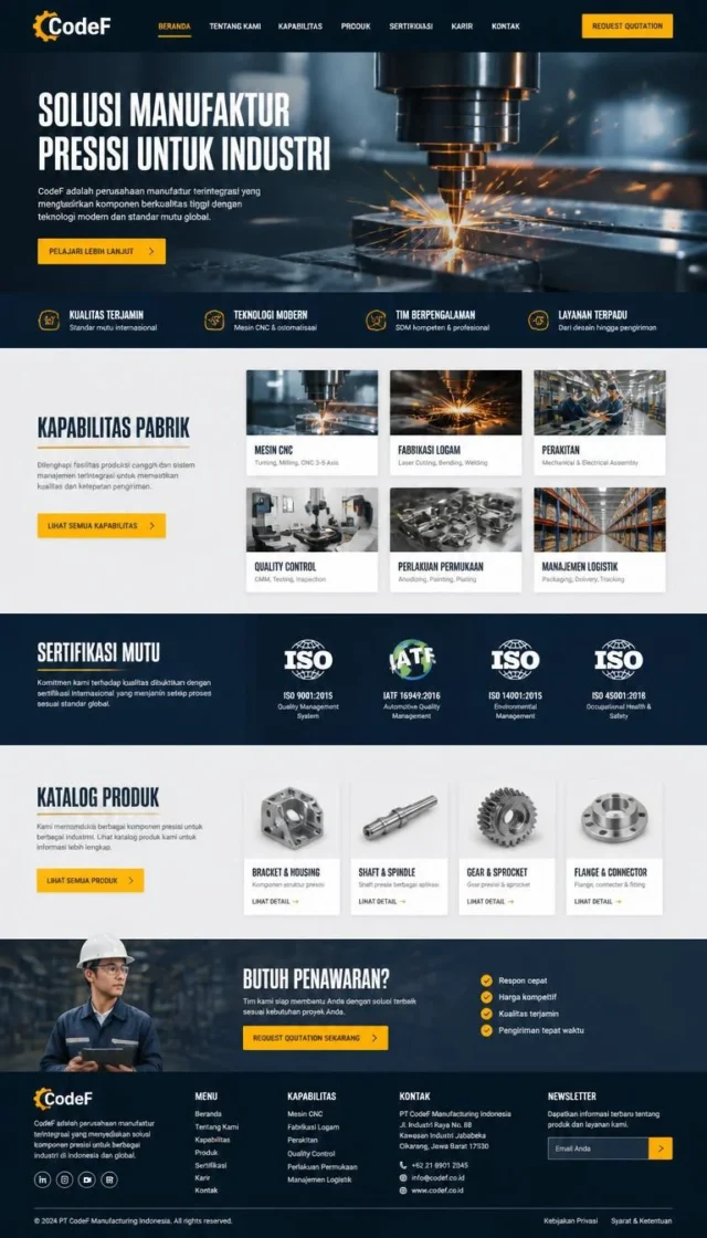 contoh desain website perusahaan manufaktur layout full page mesin dan sertifikasi contoh desain website perusahaan manufaktur layout full page mesin dan sertifikasi