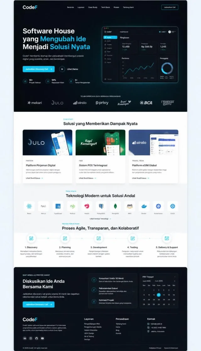 contoh desain website perusahaan software house layout full page case study dan tech stack contoh desain website perusahaan software house layout full page case study dan tech stack