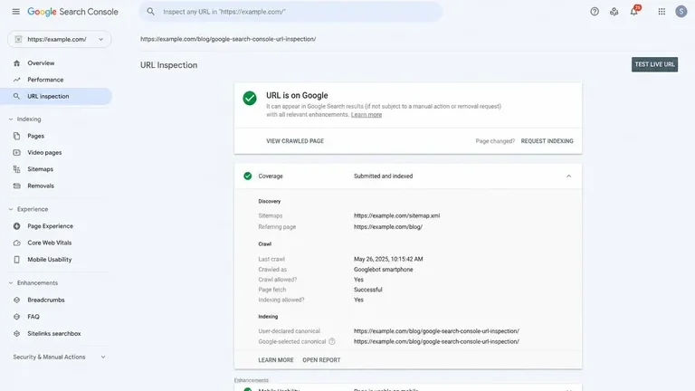 cara cek tidak tampil di Google lewat URL Inspection Search Console