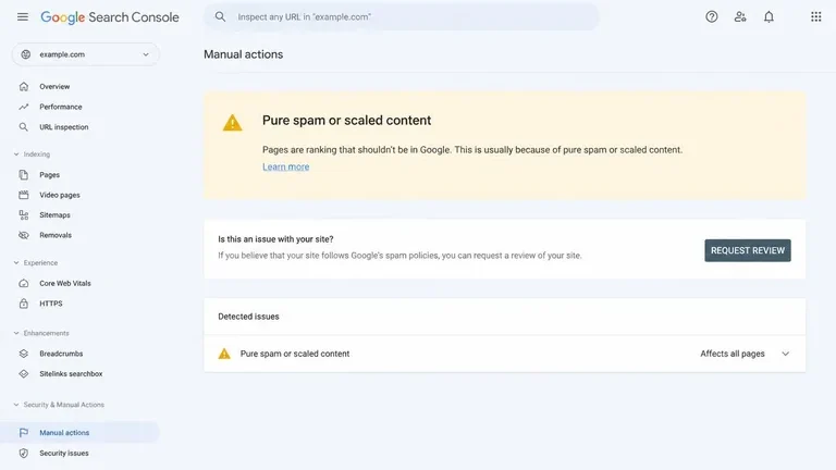 manual action Google Search Console akibat scaled content abuse artikel ai manual action Google Search Console akibat scaled content abuse artikel ai