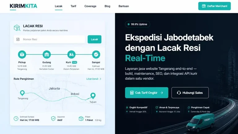 Desain Website Startup logistik ekspedisi