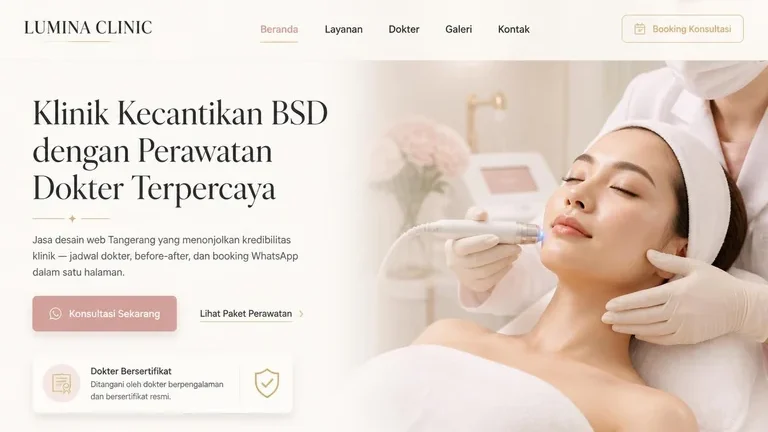 Desain Website Klinik kecantikan premium