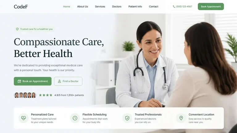 preview landing page klinik hasil prompt membuat website dengan ai