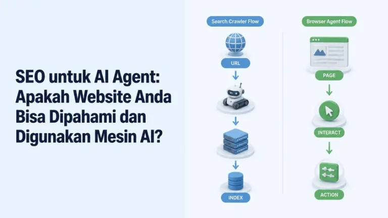 SEO untuk AI Agent membandingkan alur crawler search engine dan browser agent pada website SEO untuk AI Agent membandingkan alur crawler search engine dan browser agent pada website