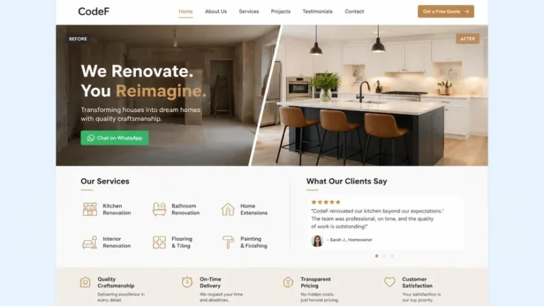 contoh landing page jasa renovasi rumah untuk menawarkan jasa di internet