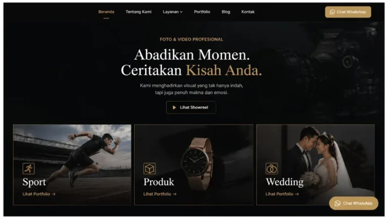 contoh website portofolio fotografer dan halaman booking