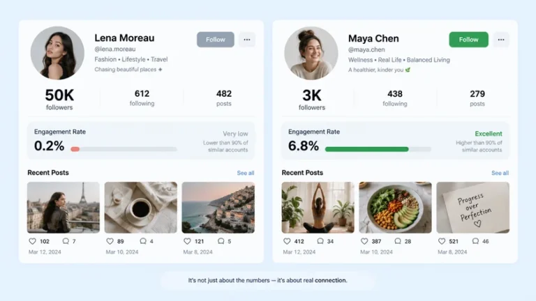 jasa tambah followers profil dengan engagement rate rendah versus akun organik