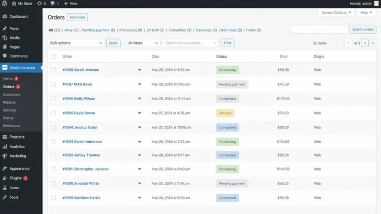 WordPress WooCommerce daftar order sebagai transaction engine website gestun