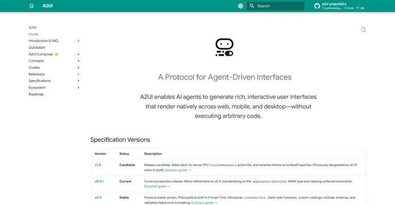 A2UI kini mendukung format inferensi yang bisa ditukar, termasuk A2UI Express