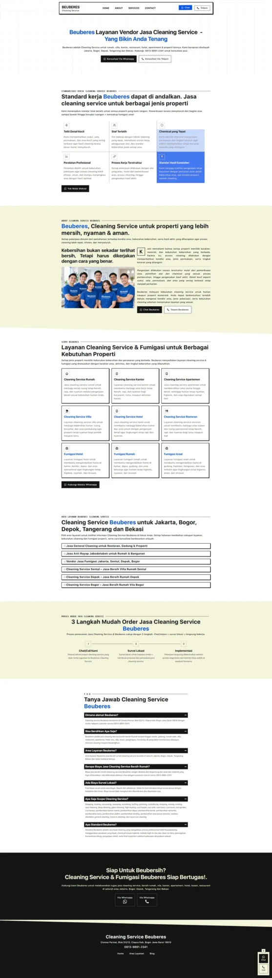contoh website cleaning service fullpage
