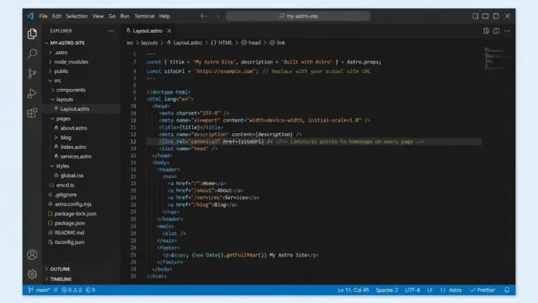 contoh kesalahan tag canonical di template static website SEO