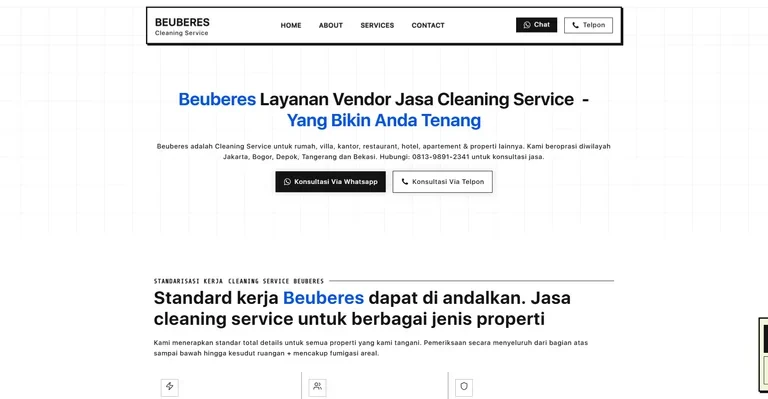 Contoh Website Cleaning Service Tema Monokrom Modern