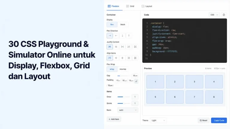 css playground online simulator layout Flexbox Grid dengan panel preview interaktif css playground online simulator layout Flexbox Grid dengan panel preview interaktif