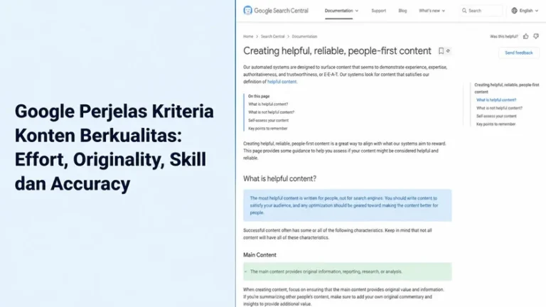 Google Perjelas Kriteria Konten Berkualitas: Effort, Originality, Skill dan Accuracy