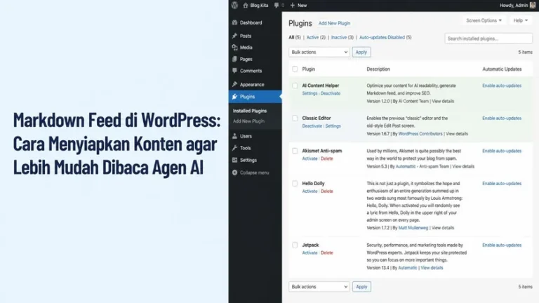 Markdown Feed di WordPress: Cara Menyiapkan Konten agar Lebih Mudah Dibaca Agen AI